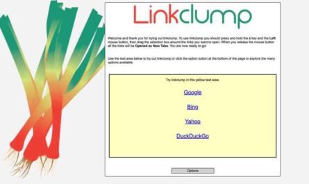 A screenshot of the Linkclump Chrome extension in action, showcasing how it simplifies browsing by allowing users to select and open multiple links at once. The image highlights the extension's customizable selection mechanism, delay settings, and filter options.